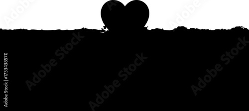 Romantic black heart silhouette for love, wedding or Valentines Day graphics and designs, perfect for cards, invitations, banners, and social media content