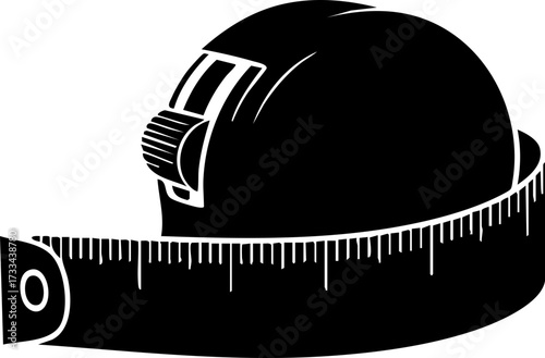 Precision measuring tape wrapped around a hard hat symbolizes accurate construction planning and safety adherence for professional projects.