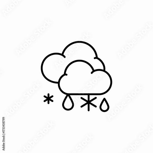 sleet snow rain icon sign vector