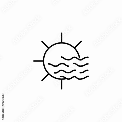 sun windy waves icon sign vector