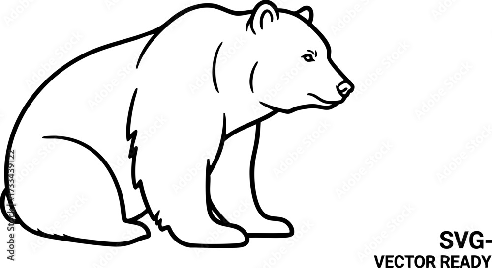 Obraz premium Majestic bear outline in bold black lines, a powerful symbol of nature and wilderness, perfect for striking designs and impactful branding.