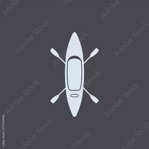 Minimal Vector Kayak Design – Simple Flat Water Sports Illustration with Paddle, Adventure Boating Symbol for Outdoor Travel Branding, Monochrome Canoe Graphic for Print, Web, and Merchandise