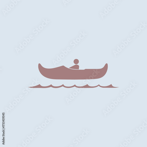Minimal Vector Kayak Design – Simple Flat Water Sports Illustration with Paddle, Adventure Boating Symbol for Outdoor Travel Branding, Monochrome Canoe Graphic for Print, Web, and Merchandise