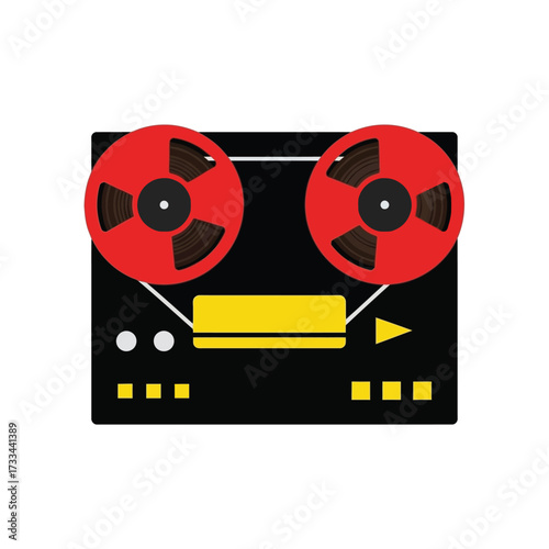 Vintage Reel-to-Reel Tape Recorder Illustration