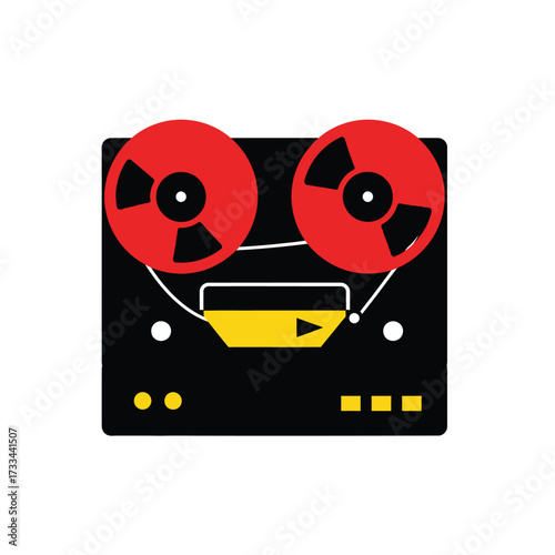 Vintage Audio Reel-to-Reel Tape Recorder Icon in Vibrant Colors for Retro Sound