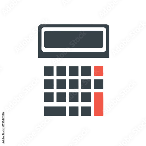 Icon of a calculator with a display screen and a grid of numbered keys, for financial calculations
