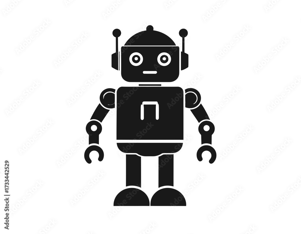 Fototapeta premium Futuristic Technology Silhouette Icon – AI Robot
