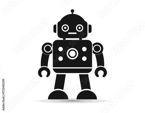 Futuristic Technology Silhouette Icon –  AI Robot
