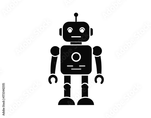 Futuristic Technology Silhouette Icon –  AI Robot