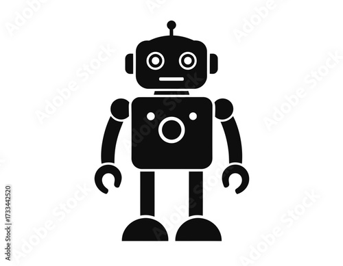 Futuristic Technology Silhouette Icon –  AI Robot