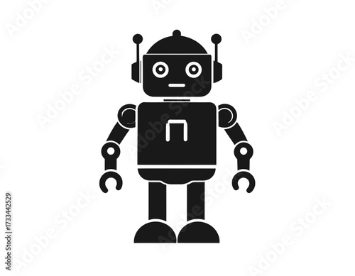 Futuristic Technology Silhouette Icon –  AI Robot