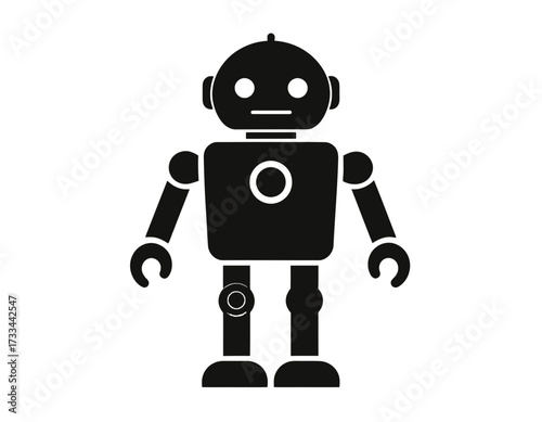 Futuristic Technology Silhouette Icon –  AI Robot