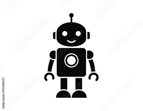 Futuristic Technology Silhouette Icon –  AI Robot