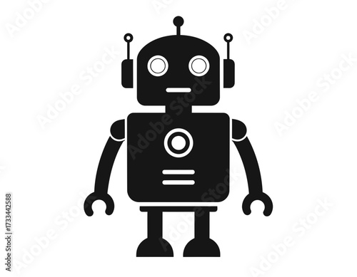 Futuristic Technology Silhouette Icon –  AI Robot