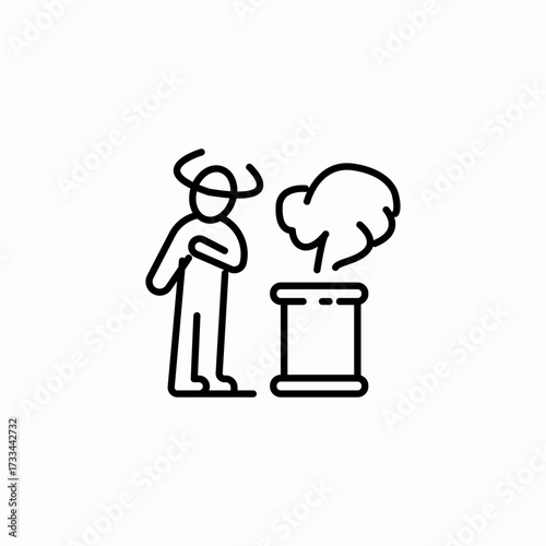 person sniffing smoke icon sign vector