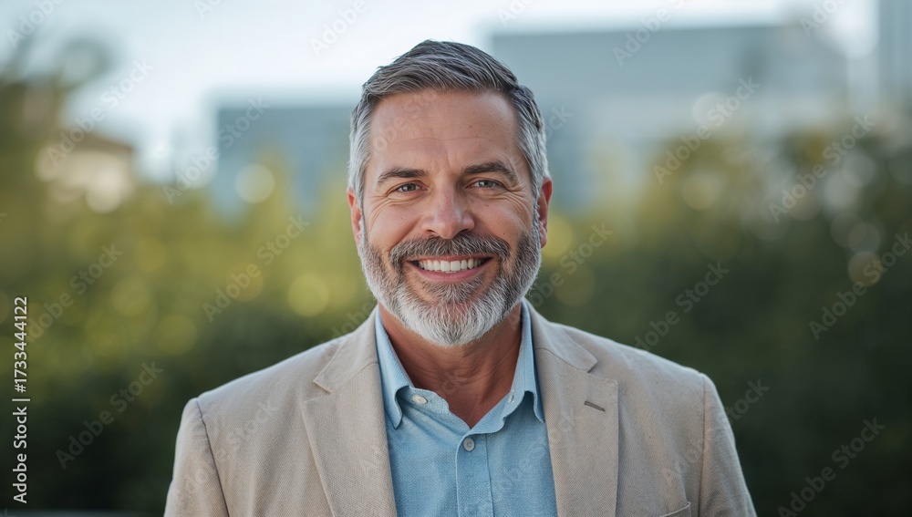 Obraz premium Middle aged man professional portrait smiling in natural light