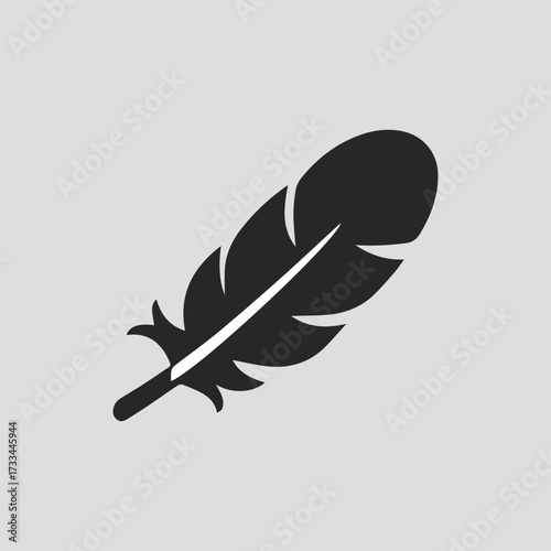 Minimal Vector Feather Design – Elegant Monochrome Bird Feather Illustration for Nature, Boho, and Spiritual Branding, Simple Line Art Symbol for Print, Logo, Tattoo, and Decorative Use
