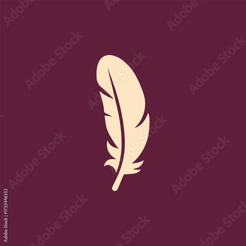Minimal Vector Feather Design – Elegant Monochrome Bird Feather Illustration for Nature, Boho, and Spiritual Branding, Simple Line Art Symbol for Print, Logo, Tattoo, and Decorative Use