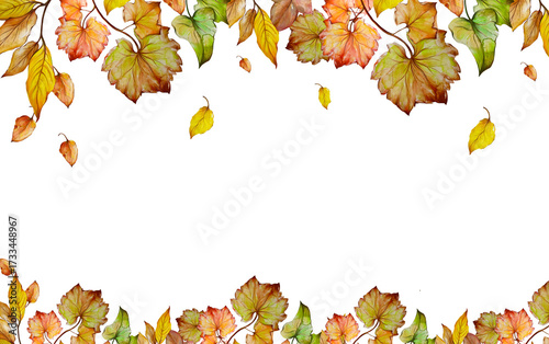Autumn leaves watercolor background decorative illustration
