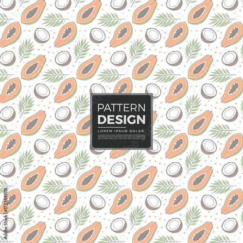 A seamless vector pattern with a vintage floral Fruit and food illustration and grunge texture