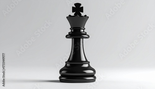 A wooden black chess queen 3d render for a game of strategy, with the black queen 3d icon for battle and representing power and leadership