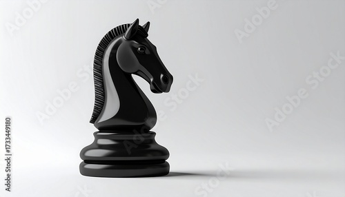 An isolated black knight chess piece 3d render resembling, a figure central to the game strategy