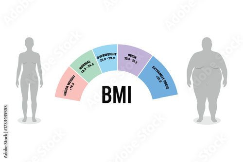 Body mass index chart showing underweight, normal, overweight, and obese ranges.