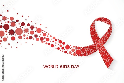 World AIDS Day Red Ribbon Made of Dots: Symbol of Hope, Awareness, and Support Worldwide


