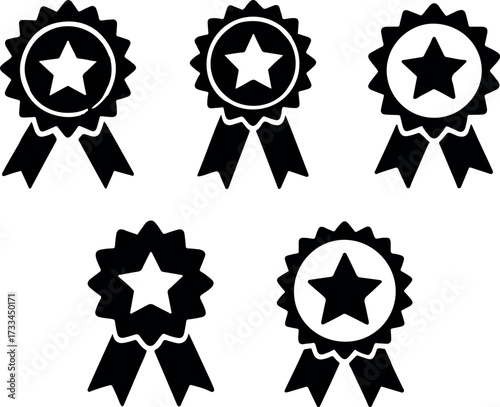 A collection of star award badges, symbolizing achievement, recognition, and excellence in various fields, perfect for certificates and promotional materials