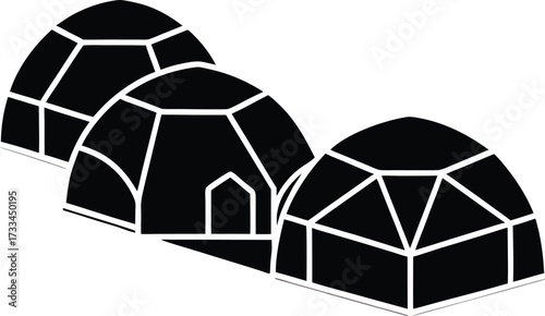 Linear sketch of futuristic modular arctic energy system illustration on transparent background