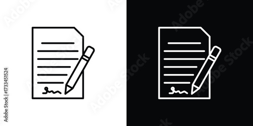 signature file icon. Thin linear vectors pack