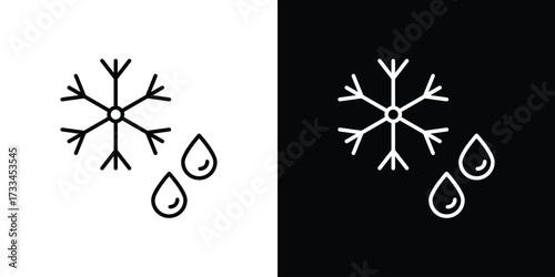 Snowflake droplets icon. Thin linear vectors pack