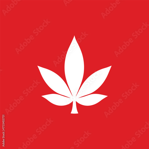 Minimal Vector Cannabis Leaf Design Illustration – Flat Style Marijuana Plant Icon for Natural Medicine, CBD Branding, Organic Product Labels, Herbal Graphics, and Cannabis-Themed Packaging Design