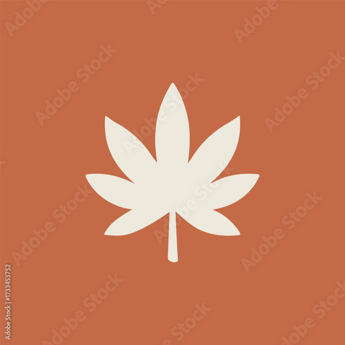Minimal Vector Cannabis Leaf Design Illustration – Flat Style Marijuana Plant Icon for Natural Medicine, CBD Branding, Organic Product Labels, Herbal Graphics, and Cannabis-Themed Packaging Design