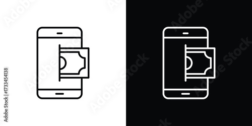 Send money smartphone icon. Thin linear vectors pack