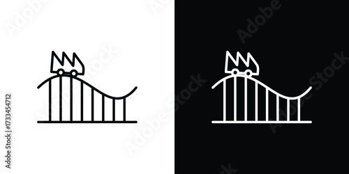 Roller coaster icon. Thin linear vectors pack