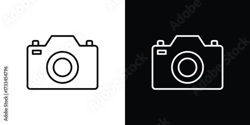 Retro camera icon. Thin linear vectors pack