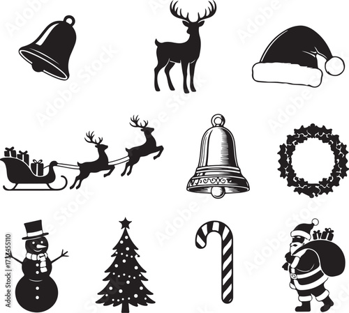 Christmas Silhouette Collection: A curated collection of classic festive silhouette including a snowman.