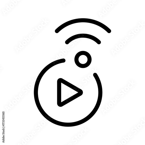 Streaming Icon Play Button with Wireless Signal for Online Video