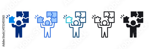 Problem Solving Icon Set Multiple Style Vector Illustration 
