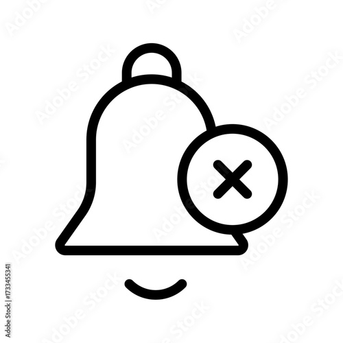 Mute Notification Icon Bell with Cross Mark