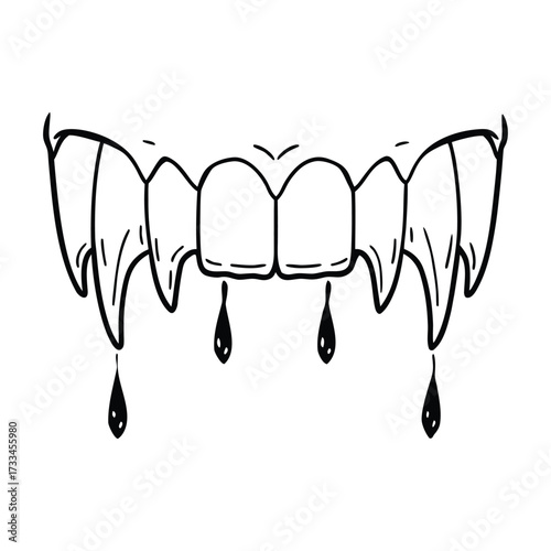 Vampire Fangs Dripping Stylized Blood