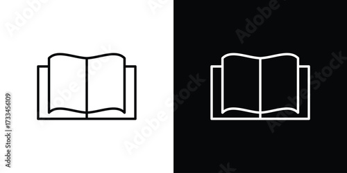 open book icon. Thin linear vectors pack