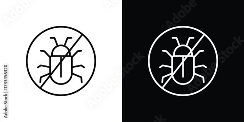 No Bug icon. Thin linear vectors pack