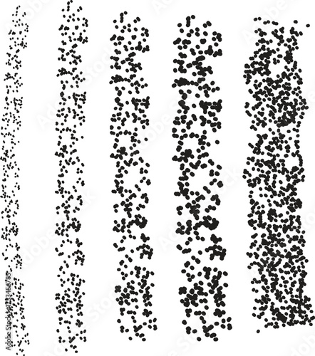 Hand drawn dotted brush stroke texture set abstract grunge lines collection.