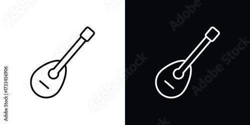 Mandolin icon. Thin linear vectors pack