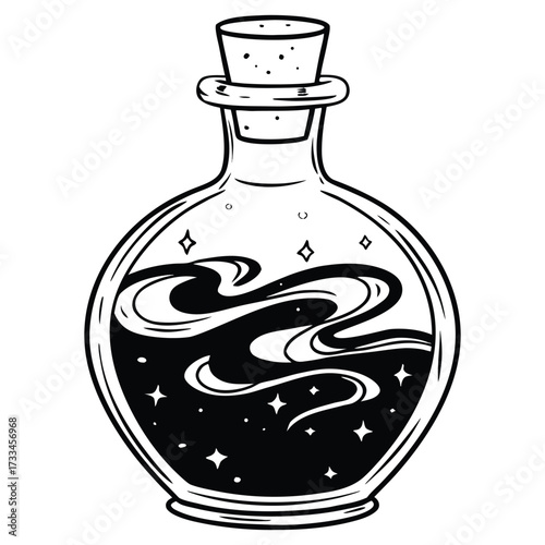 Vintage Potion Bottle With Bubbling Contents