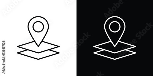 Land layer location icon. Thin linear vectors pack