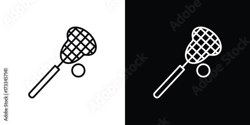 Lacrosse stick ball icon. Thin linear vectors pack
