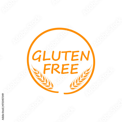 Gluten Free circle logo isolated on white background